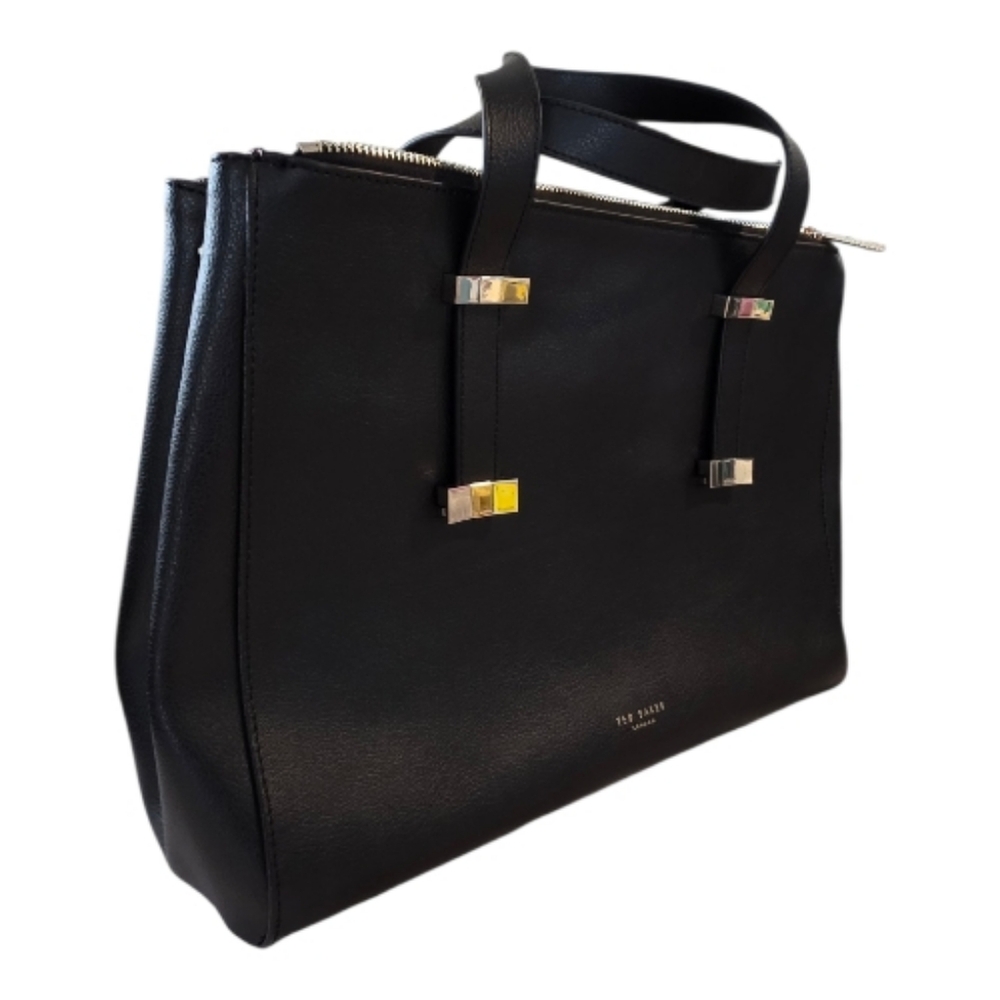 Ted Baker Alexiis Leather Tote Bag Adjustable Straps Double Zip Bow Detail - Picture 4 of 16